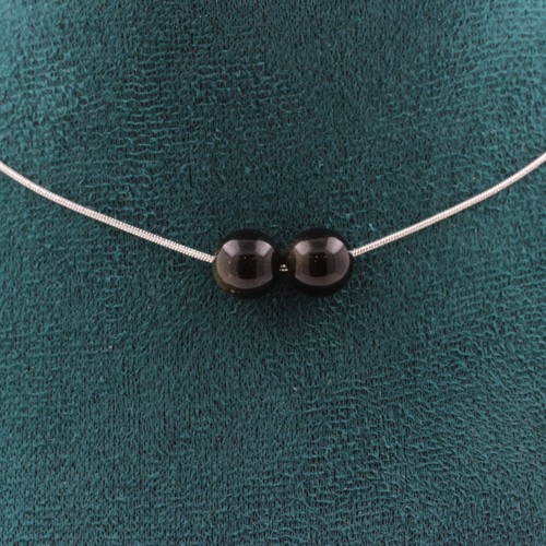 Collana perle ossidiana - collana,