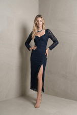 Abito midi Zara blu navy pizzo