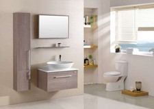 MOBILE BAGNO ARREDO BAGNO COMPLETO PENSILE ACERO 80CM LAVABO SPECCHIO RUBINETTO