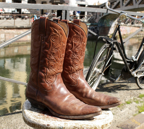 Stivale pelle texano vintage - pelle,