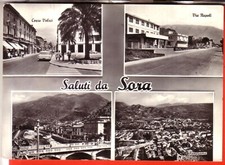 CARTOLINA SORA  B/N  VIAGGIATA 1962  SALUTI 4 VEDUTE  BELLA