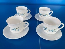 4 Tazza Mug Piattino Tazzine A Caffè Modello Veronica Fiori Arcopal Vintage Mint