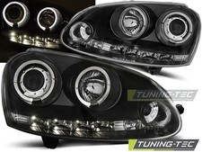Coppia di Fari Anteriori per VW GOLF 5 V 2003-2009 Angel Eyes Neri