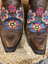 Old Gringo stivali da cowboy da donna 7,5B AMORE fiori in pelle ricamata graffi punta