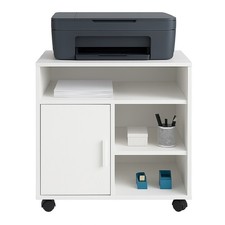 Mobile Porta stampante bianco con anta e ripiani 60x50x65 cm mobiletto ufficio