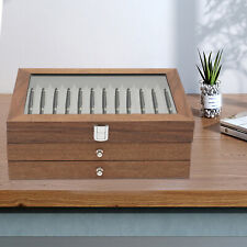 Walnut Wood Fountain Pen Display Case Holder Pen Display Box Storage Pen 34Slots