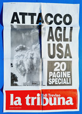 LOCANDINA LA TRIBUNA DI TREVISO ATTACCO TORRI GEMELLE NEW YORK 11 SETTEMBRE 2001