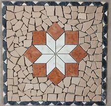 ROSONE MOSAICO "ANTICA ROMA" di marmo su rete ANTICATO  55X55x1 cm COD. RUDXL