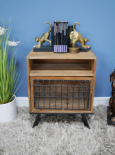 Comodino rustico industriale in legno e metallo cassettiera armadio portaoggetti