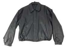 Caribou Creek giacca vera pelle uomo grande nero bomber cappotto zip intera