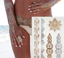 s TATUAGGI TEMPORANEI ORO BODY ART PAINTING GIOIELLI TATTOO MANDALA MEHNDI HENNA