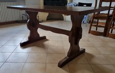 TAVOLO FRATTINO NOCE MASSICCIO E 4 SEDIE NOCE MASSICCIO E PAGLIA DI VIENNA