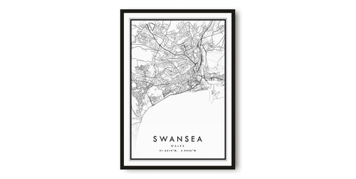 Poster mappa swansea stampa - mappa, swansea,