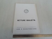 RICAMBIO CONTENUTO MANUALE USO MANUTENZIONE ORIGINALE 1958 ALFA ROMEO GIULIETTA