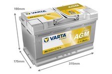 VARTA Dynamic AGM Batteria A6 Batteria Start-Stop e xEV per Auto 12V 80A