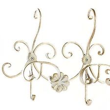 Appendiabiti a parete 2 posti in ferro battuto bianco ANTICO CON CAPPELLIERA