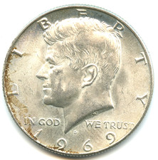 USA half dollar argent Kennedy 1969 D de qualité n°505