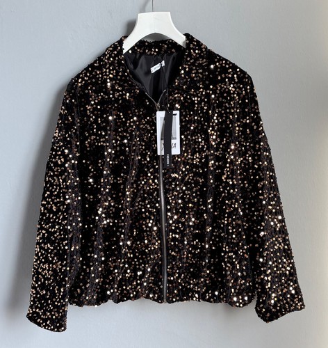 Giacca blouson paillettes oro