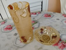 VASO FIORI CENTROTAVOLA PORTABONBON CREAZIONI PF CATANIA VETRO LAVORATO A MANO