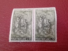24 Nov 1966 Città del Vaticano Coppia Natale '66 La Grotta ardesia n 446 Lire 55