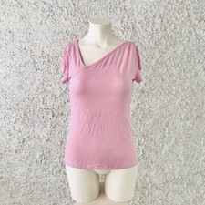 BLUE SAND TSHIRT MAGLIA MAGLIETTA MANICHE CORTE ROSA CONFETTO SCOLLO PARTICOLARE