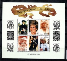Barbuda 1998 Mi. 2084-89 Mini Feuille 100% Neuf ** Princesse Diana