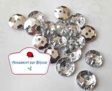 Bottoni Strass Resina Trasparenti Retro Argento 2 Fori