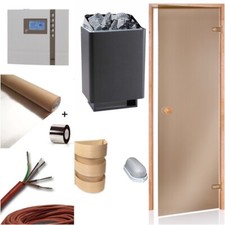 Kit Sauna Forno 34A 7,5 Kw Antracite Controllo Sauna Econ D1 Porta Sauna