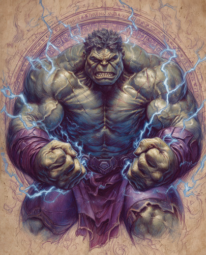 Hulk ruggente con - ruggente, pugni