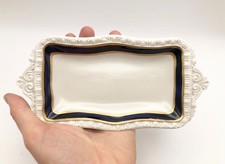 Piattino Porcellana ERMETE AGOSTINELLI Bassano - bianco con bordo blo oro