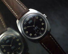 ARSA CALATRAVA STEEL VINTAGE 36MM WATCH UHR MONTRE OVERSIZE STUNNING BLACK DIAL