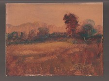 QUADRO DIPINTO AD OLIO SU CARTONE FIRMATO PASQUERO ? PAESAGGIO CAMPAGNA