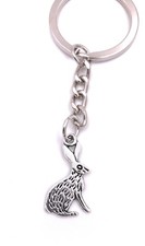 Coniglio Seduta Pasqua Portachiavi Ciondolo Argento IN Metallo