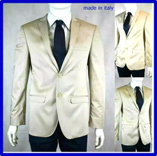 Blazer da uomo cotone slim fit beige 46 48 50 Giacca elegante primaverile estiva