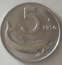 5 LIRE 1956 DELFINO REPUBBLICA