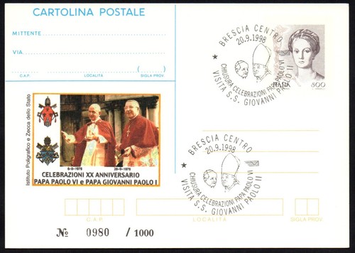 Cartolina postale 1998 papa - cartolina,