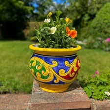 Vaso Cachepot Gaspò in Ceramica Stile Caltagirone Decorato a Mano –Ø20cm