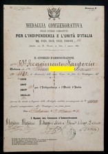 Regno - Diploma Medaglia Guerre per l'Indipendenza e l'Unità d'Italia - 1866