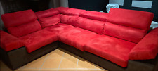 Divano angolare 4 posti, artigianale, fatto su misura, rosso in microfibra.