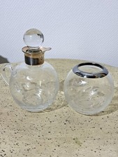 M24-7- 2 2x Objekte kleine Karaffe+ Vase Kristallglas/ Sterlingsilber gestempelt