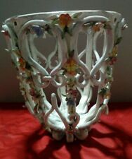  Lampadario  a Campana,Porcellana in stile Capodimonte, Floreale.Antico.