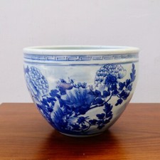 Portavaso in porcellana bianca e blu Cina Vaso antico ceramica