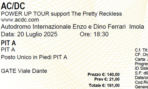 Biglietto concerto imola - biglietto,
