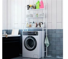 SCAFFALE BAGNO SOPRA LAVATRICE 155X65X25 3 RIPIANI MOBILE SALVASPAZIO BIANCO