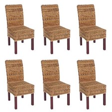 B-Ware Set di 6 sedie da pranzo M69 BALI intreccio di banane, chiare, senza cuscini
