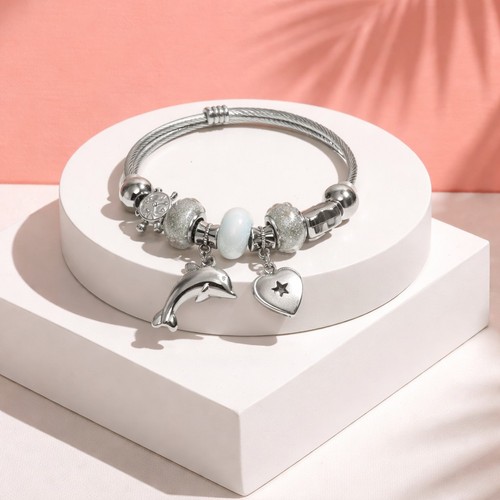 Bracciale acciaio argento - bracciale,