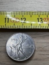 MONETA RARA DA 50 LIRE MINI DEL 1993 CON ROMBO SOTTO LA TESTA
