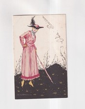 F3542) ALDO BRUNO donna in abito e con cappello - very old! vecchia cartolina...