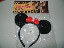 Cerchietto con orecchie da topolina Minnie in peluche Nero Carnevale donna C69