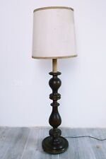 lampada da terra antica piantana legno noce tornita balaustro anni 70 3 luci